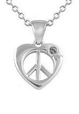 elegant lovely heart shaped peace silver baby necklace
